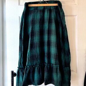 NWOT Green Plaid Ruffle Hem Midi Skirt 2xl